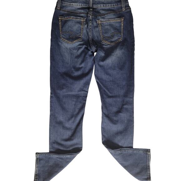 Silver Jeans Suki Straight Dark Distressed Indigo Stretch 26W/32L - Picture 3 of 5